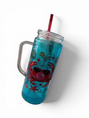 Beach Crab 20 oz Faux Slushy Acrylic Tumbler w/ Handle